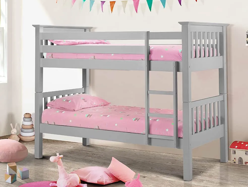 Julian Bowen Julian Bowen Barcelona 3ft Dove Grey Wooden Bunk Bed Frame