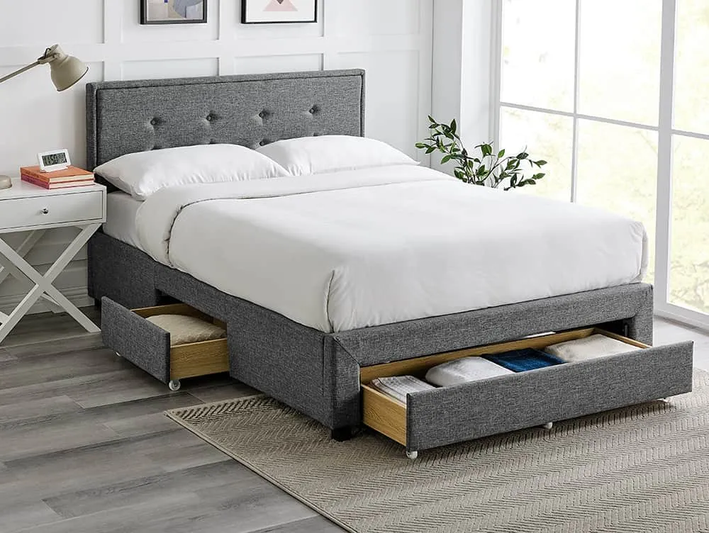 Limelight  Limelight Florence 4ft6 Double Grey Fabric 3 Drawer Bed Frame