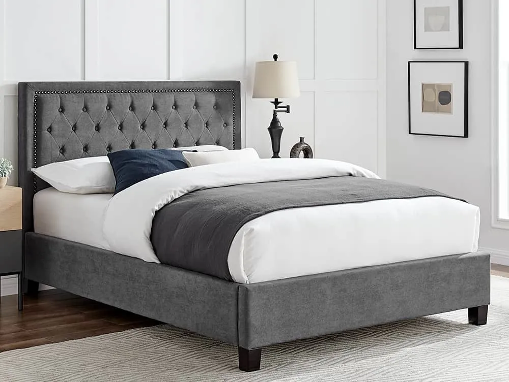 Limelight  Limelight Rhea 5ft King Size Dark Grey Fabric Bed Frame