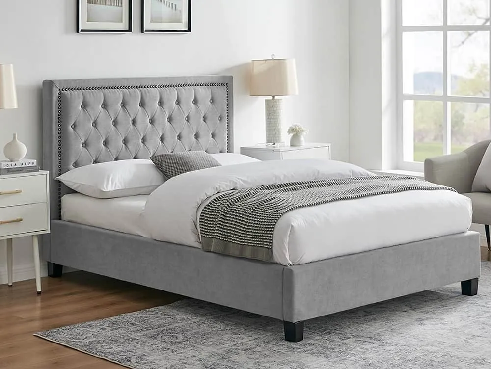 Limelight  Limelight Rhea 4ft6 Double Light Grey Fabric Bed Frame