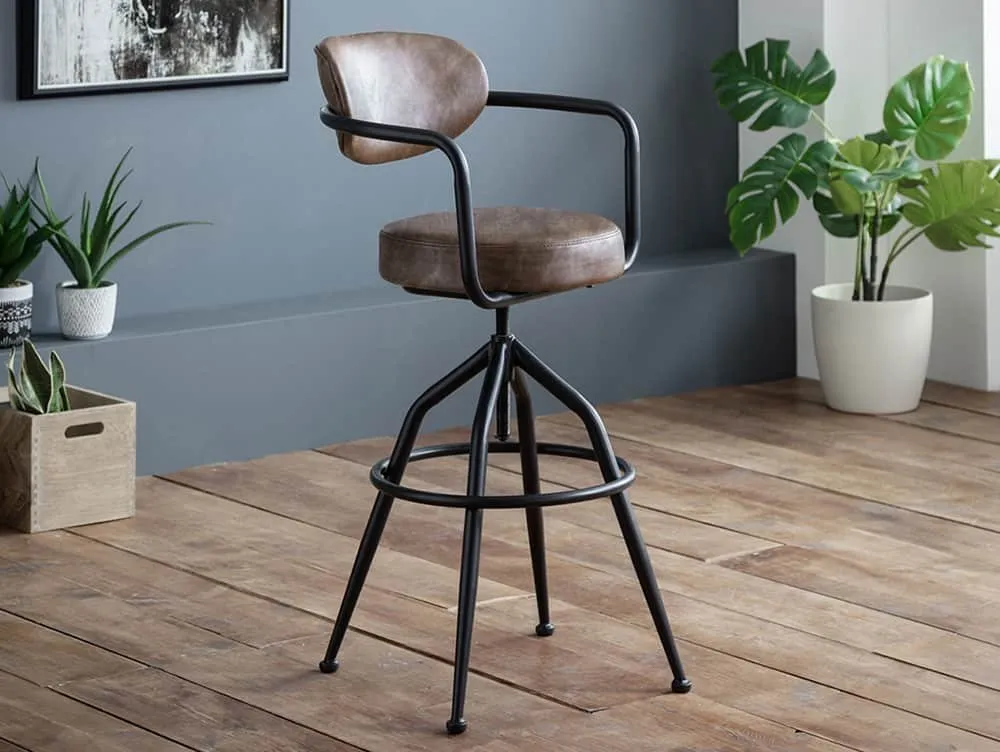 Julian Bowen Julian Bowen Barbican Brown Faux Leather Bar Stool