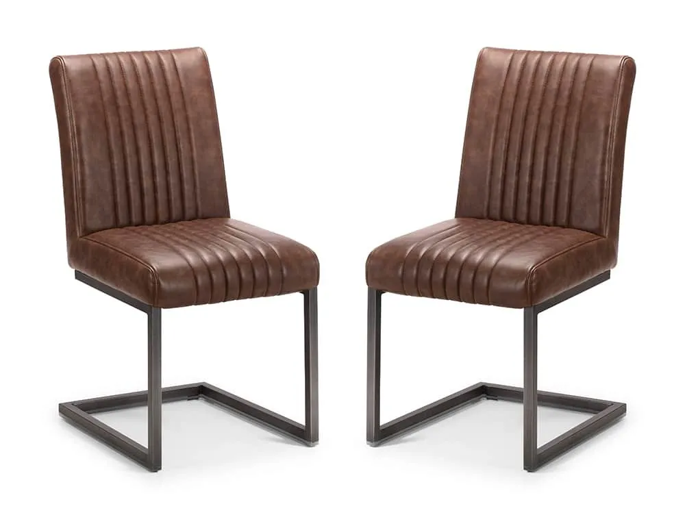 Julian Bowen Julian Bowen Brooklyn Set of 2 Brown Faux Leather Dining Chairs