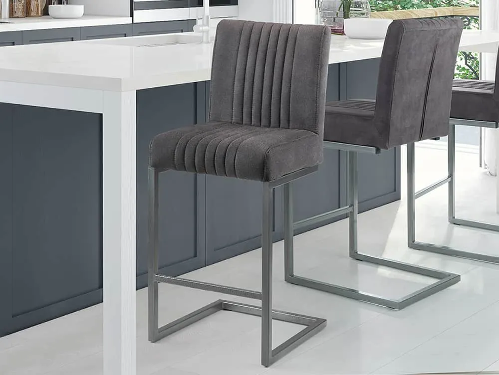 Julian Bowen Julian Bowen Brooklyn Set of 2 Charcoal Grey Faux Suede Bar Stools