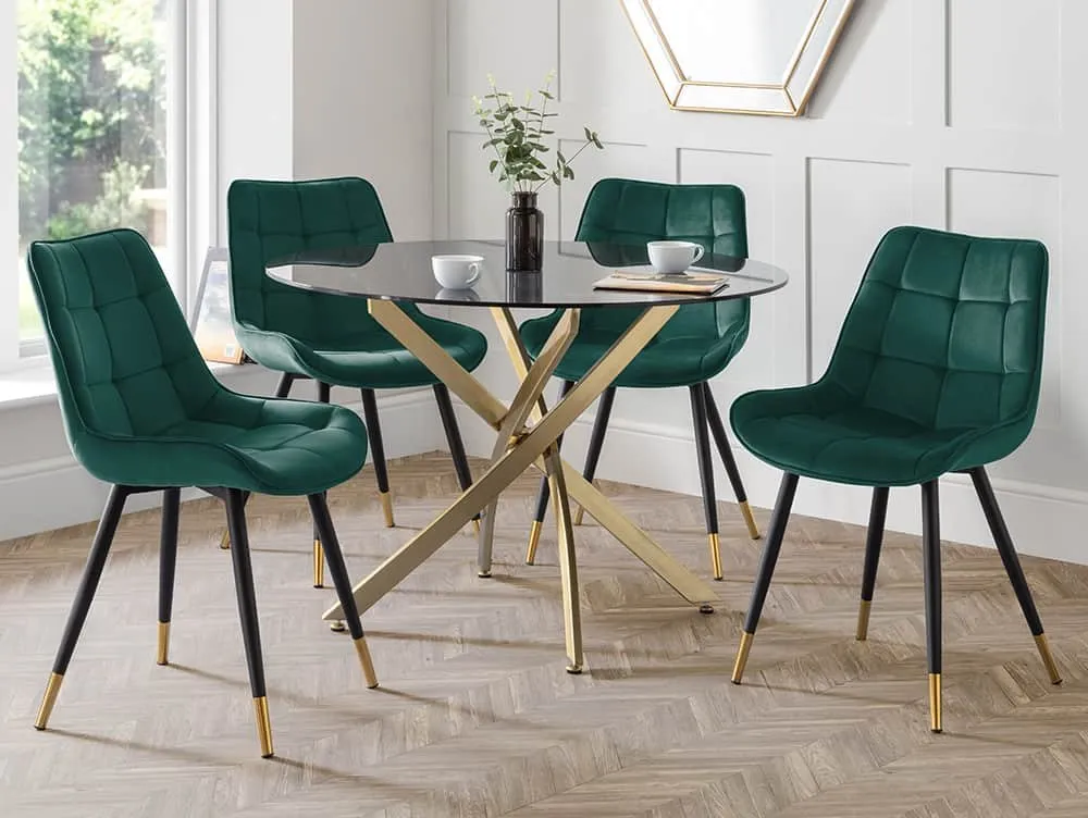 Julian Bowen Julian Bowen Hadid Set of 2 Green Velvet Dining Chairs