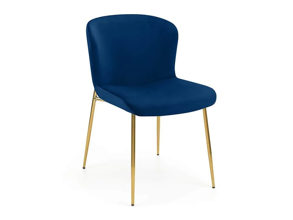 Julian Bowen Julian Bowen Harper Set of 2 Blue Velvet Dining Chairs