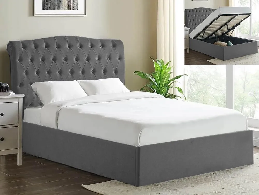 Limelight Limelight Flora Dark Grey Fabric Ottoman Bed Frame