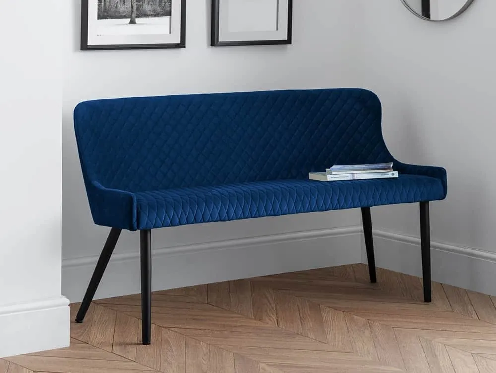 Julian Bowen Julian Bowen Luxe 143cm Blue Velvet Dining Bench