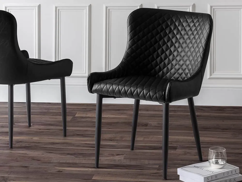 Julian Bowen Julian Bowen Luxe Set of 2 Black Faux Leather Dining Chairs