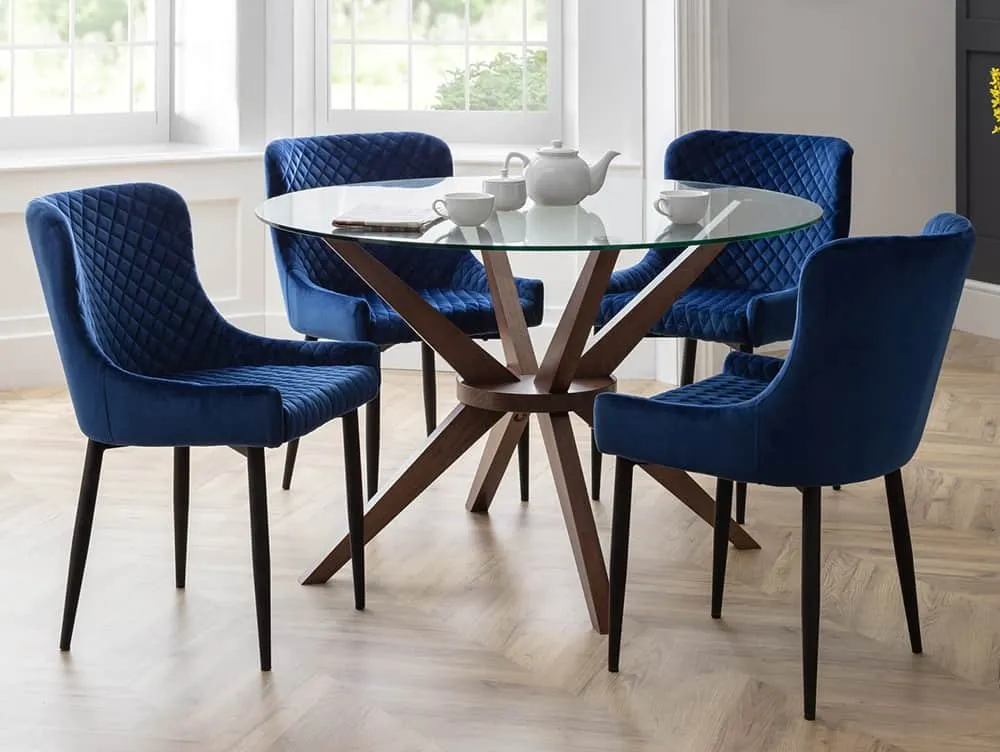 Julian Bowen Julian Bowen Luxe Set of 2 Blue Velvet Dining Chairs