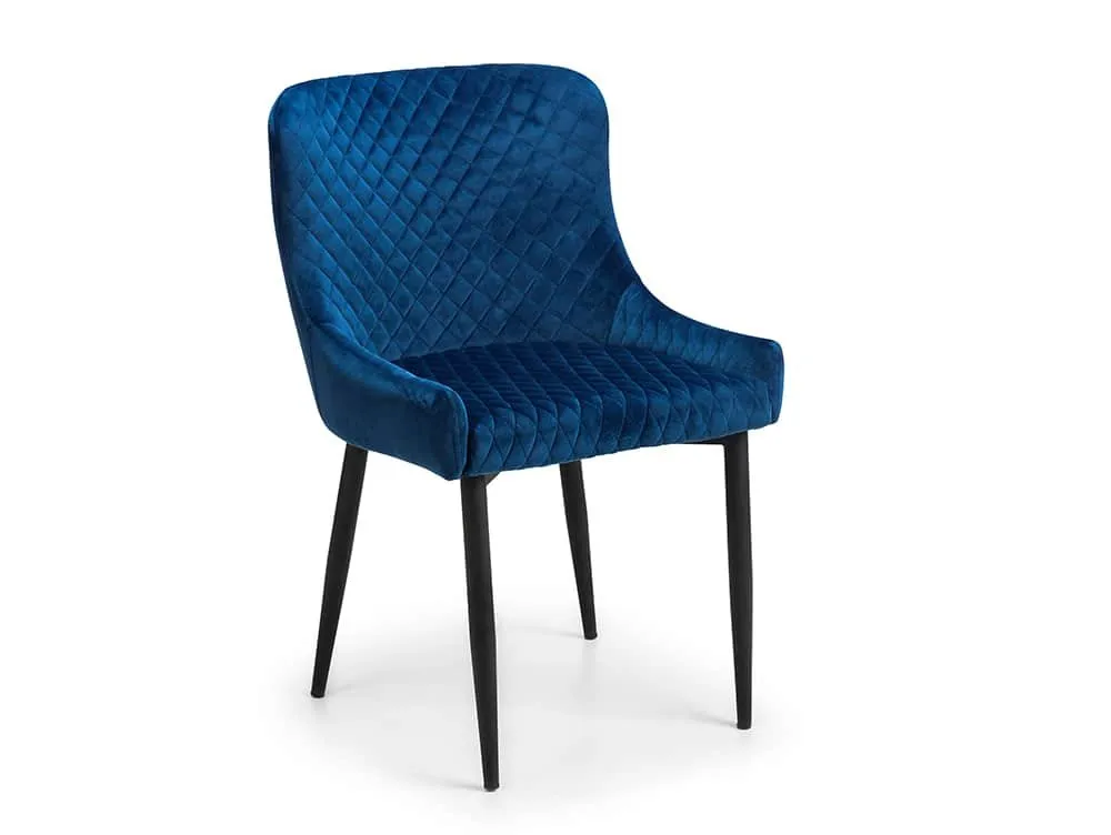 Julian Bowen Julian Bowen Luxe Set of 2 Blue Velvet Dining Chairs