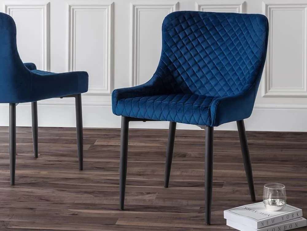 Julian Bowen Julian Bowen Luxe Set of 2 Blue Velvet Dining Chairs