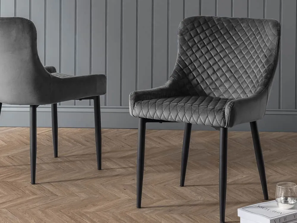 Julian Bowen Julian Bowen Luxe Set of 2 Grey Velvet Dining Chairs