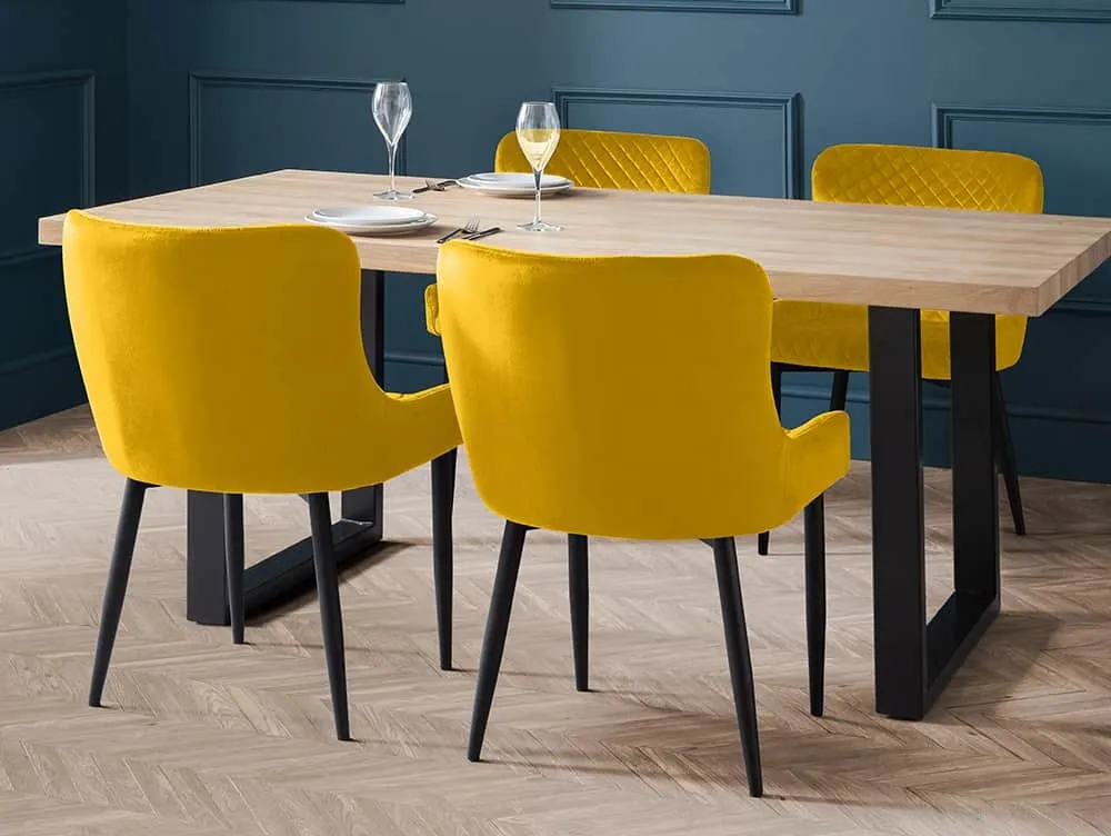 Julian Bowen Julian Bowen Luxe Set of 2 Mustard Velvet Dining Chairs