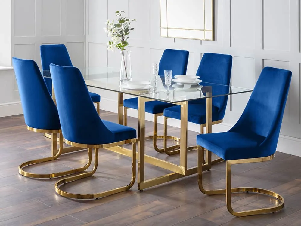 Julian Bowen Julian Bowen Minori 200cm Glass and Gold Dining Table