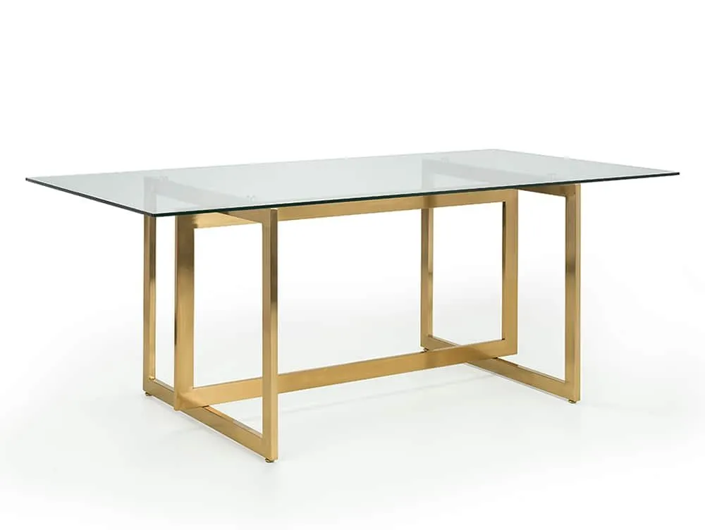 Julian Bowen Julian Bowen Minori 200cm Glass and Gold Dining Table