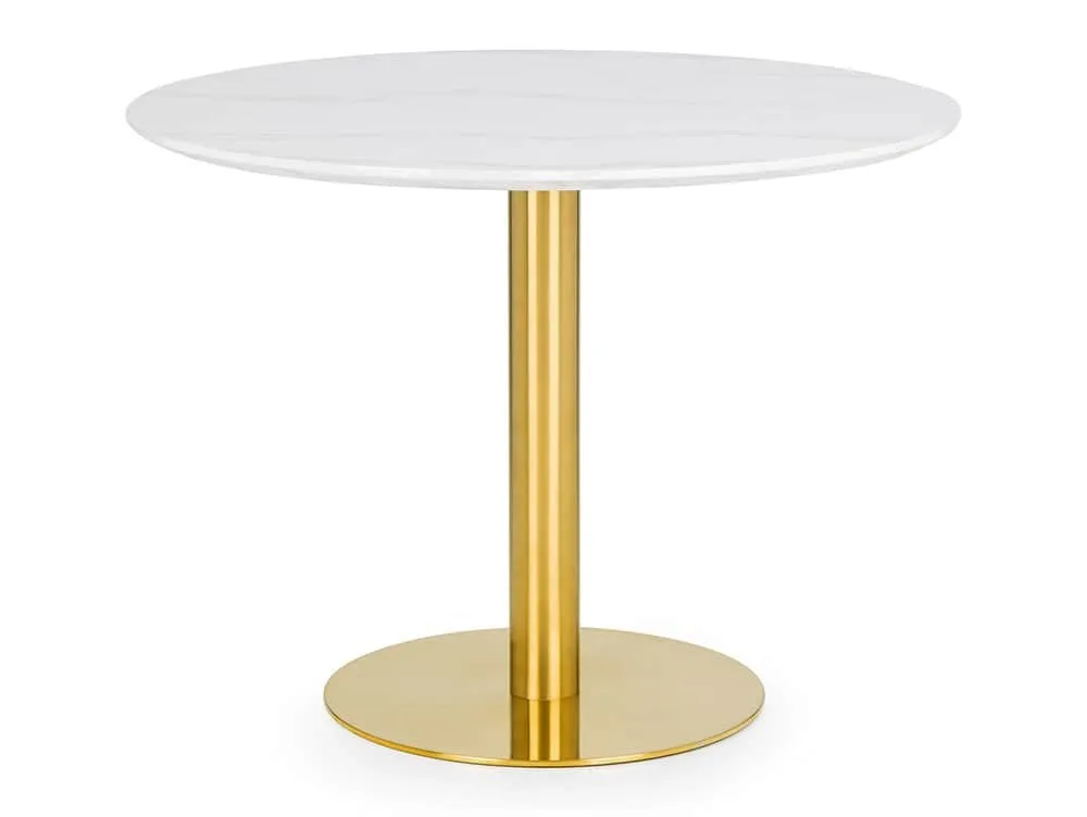 Julian Bowen Julian Bowen Palermo 100cm White Marble and Gold Dining Table