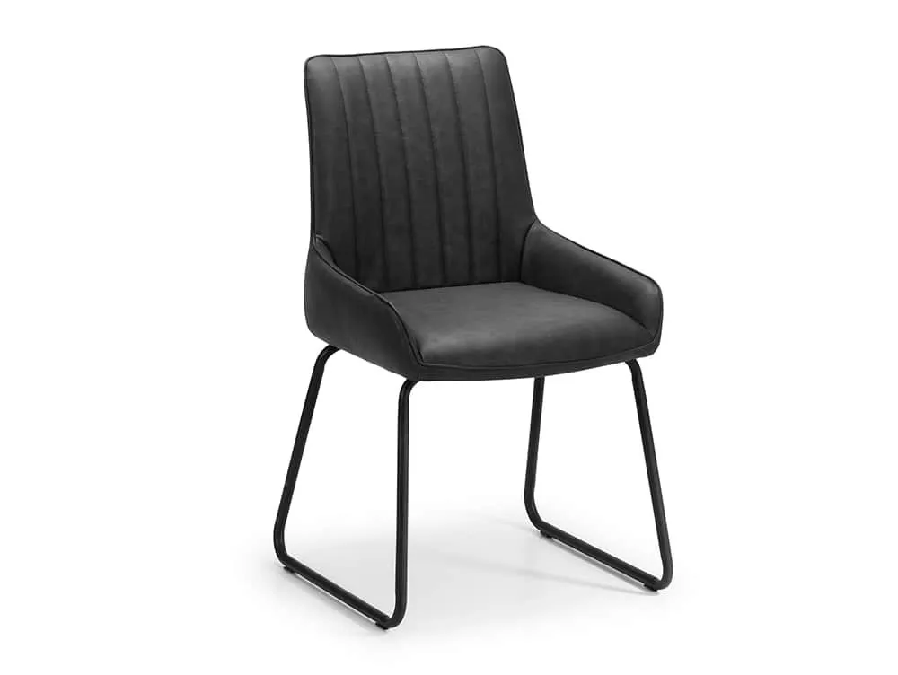 Julian Bowen Julian Bowen Soho Set of 2 Black Faux Leather Dining Chairs
