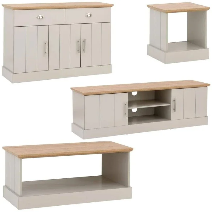 GFW GFW Kendal Light Grey and Oak 4 Piece Large Living Room Furniture Set