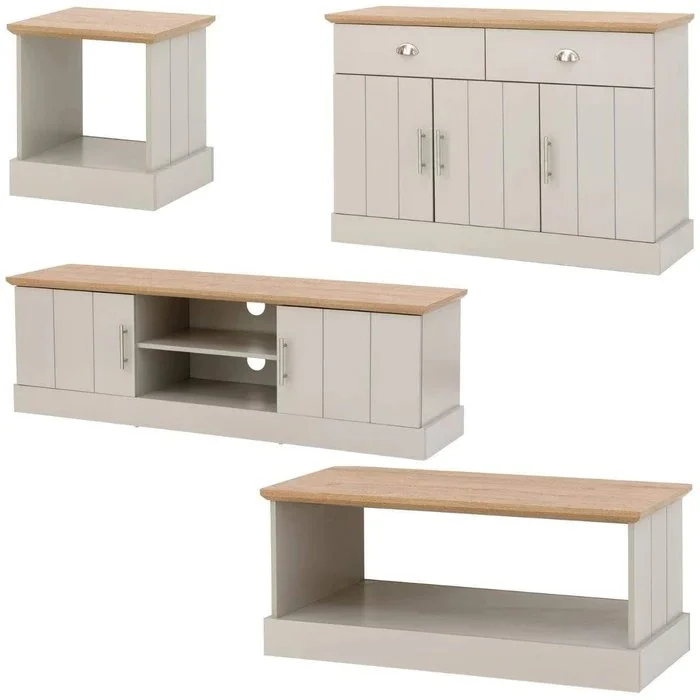 GFW GFW Kendal Light Grey and Oak 4 Piece Large Living Room Furniture Set