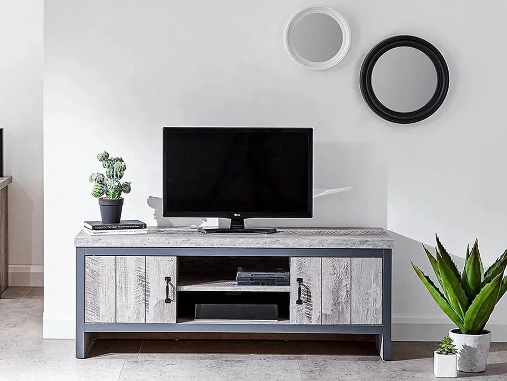 GFW Clearance - GFW Boston Grey Wood Effect 2 Door TV Cabinet