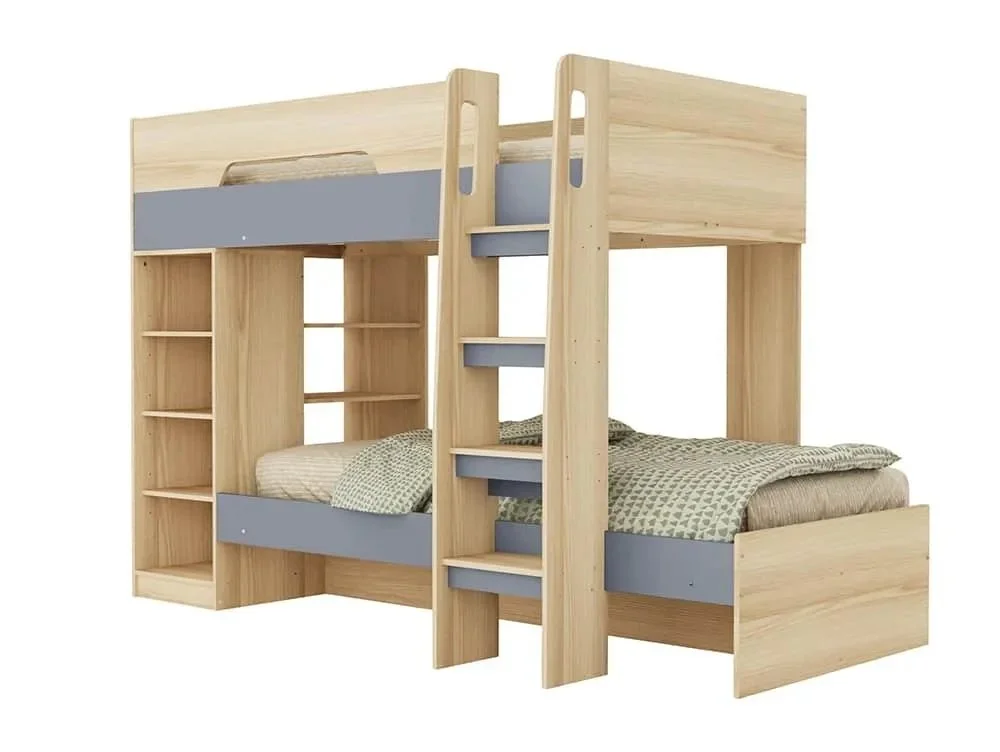 Clearance Seconique Pluto 3ft Grey and Oak Effect Wooden Bunk Bed Frame