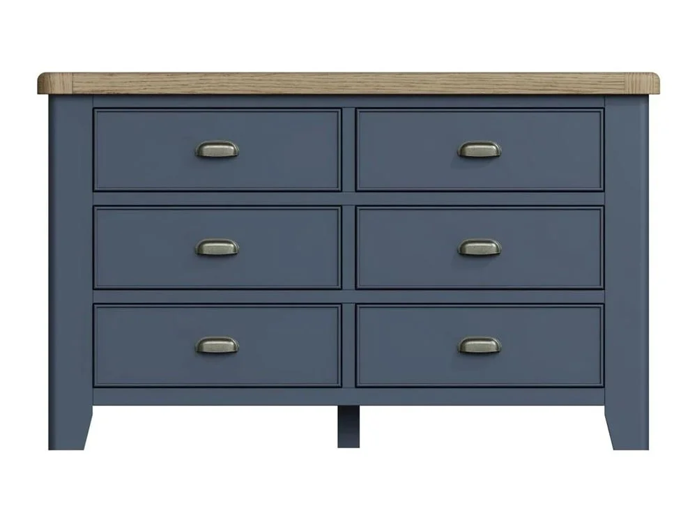 ASC ASC Hudson Oak and Blue 3+3 Drawer Chest of Drawers