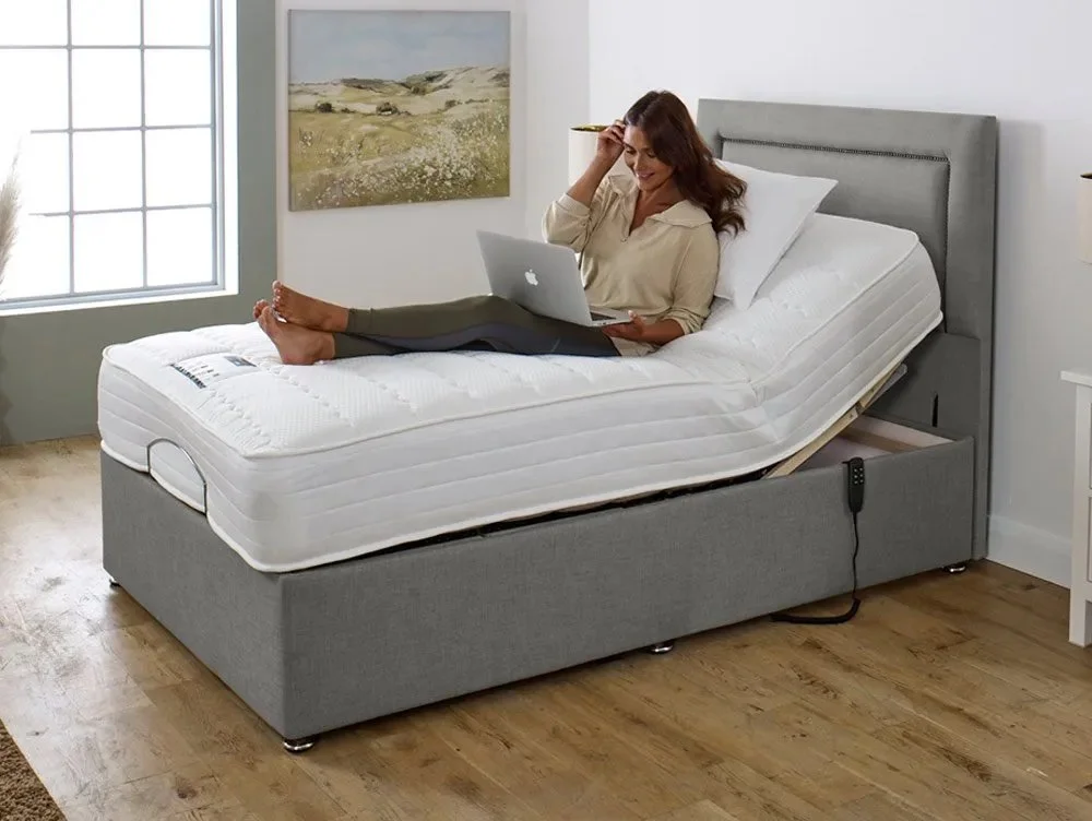 Flexisleep Clearance - Flexisleep Leyburn Pocket 1000 Electric Adjustable 3ft Single Bed - Non drawer base - Faux Suede Sand