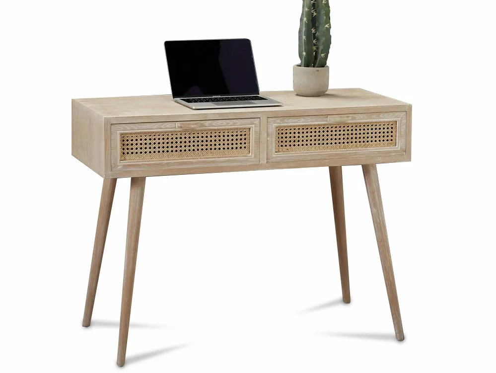 LPD LPD Toulouse Rattan and Oak 2 Drawer Desk