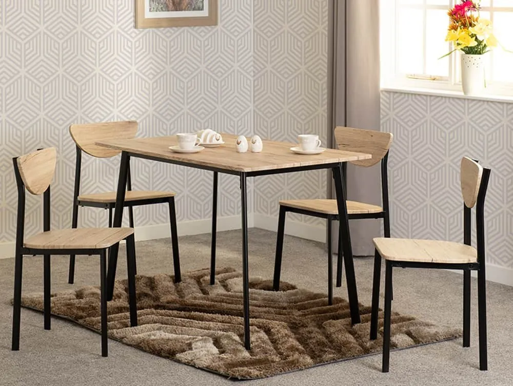 Seconique Seconique Riley Black and Oak Dining Table and 4 Chair Set