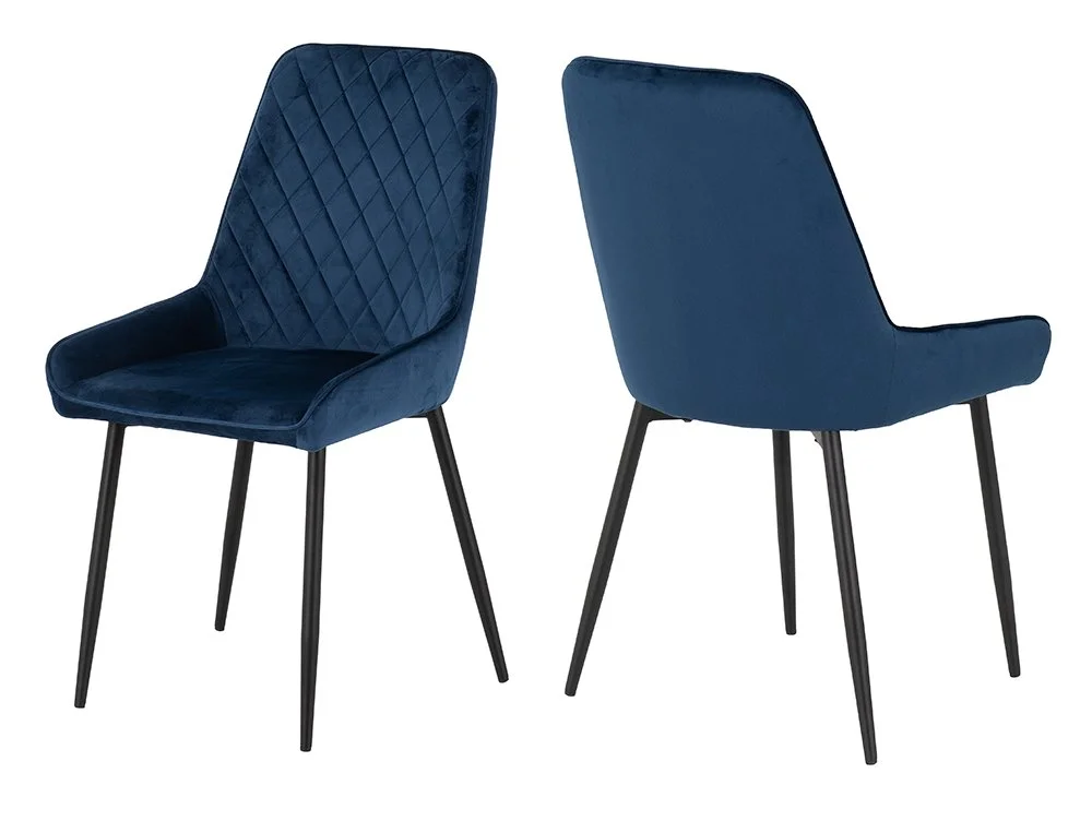 Seconique Seconique Avery Set of 2 Blue Velvet Dining Chairs