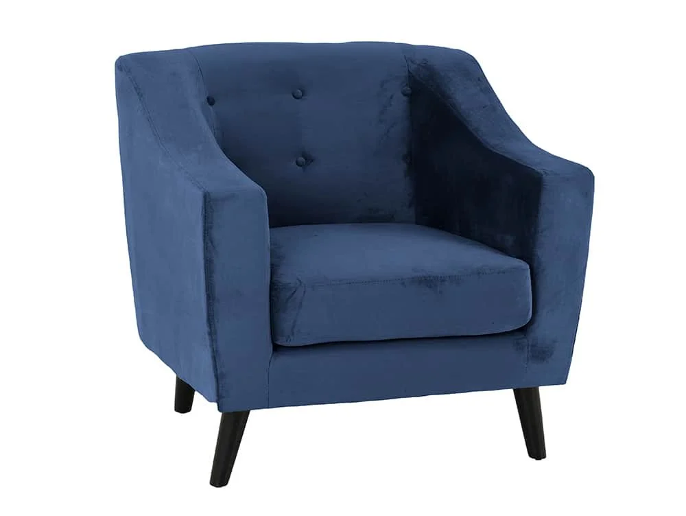 Seconique Seconique Ashley Blue Velvet Arm Chair