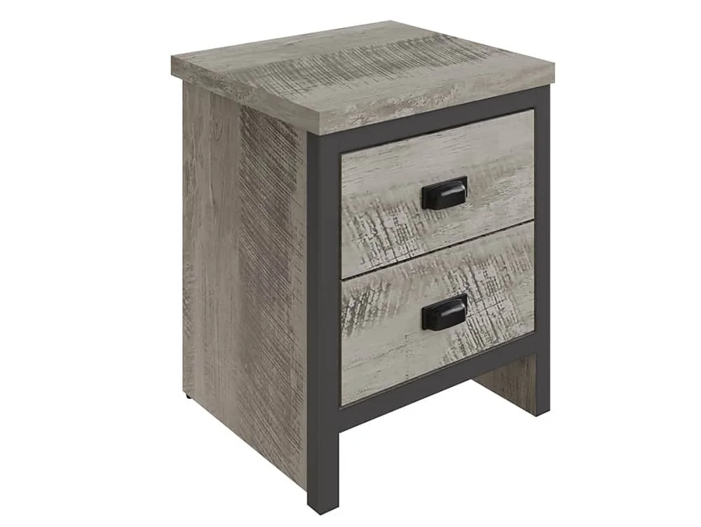 GFW GFW Boston Grey Wood Effect 2 Drawer Bedside Table