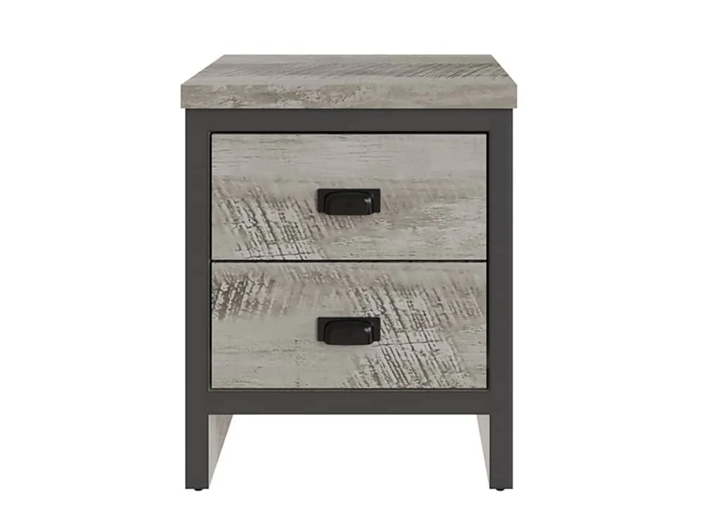 GFW GFW Boston Grey Wood Effect 2 Drawer Bedside Table