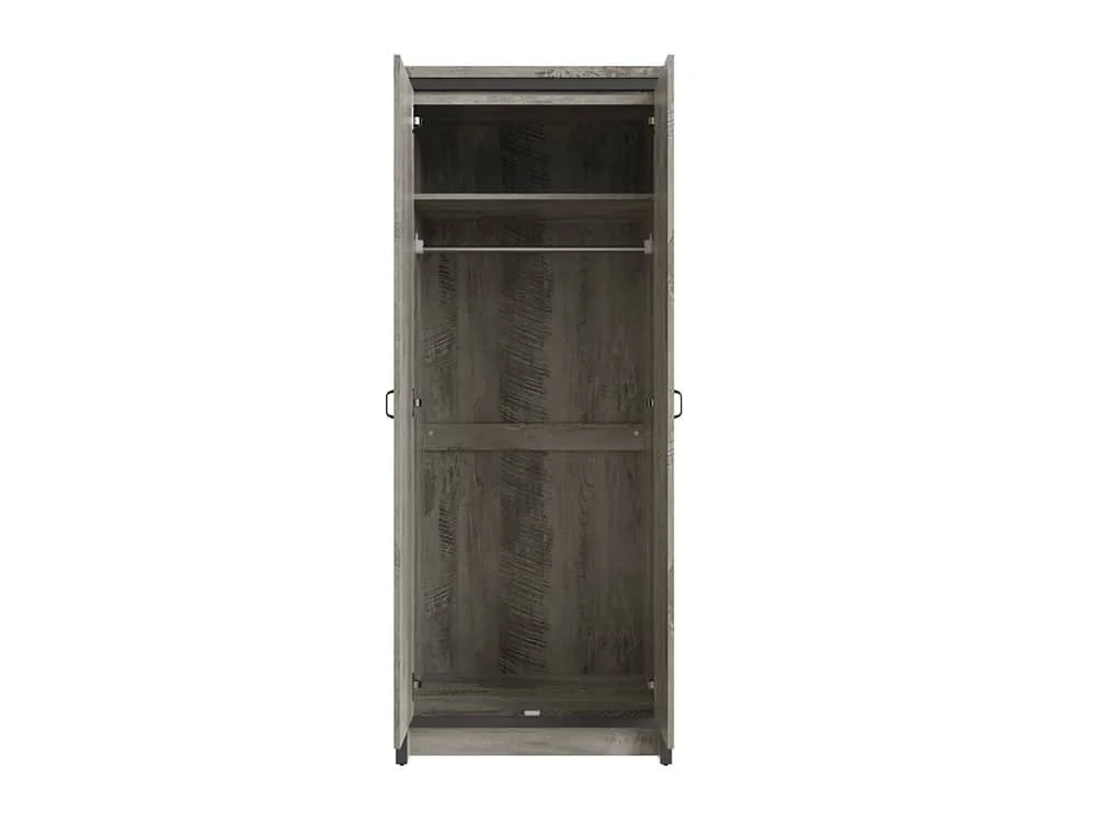 GFW GFW Boston Grey Wood Effect 2 Door Double Wardrobe