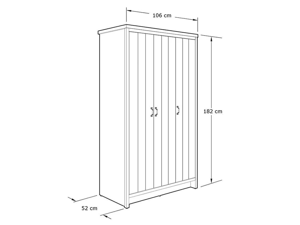 GFW GFW Boston Grey Wood Effect 3 Door Triple Wardrobe