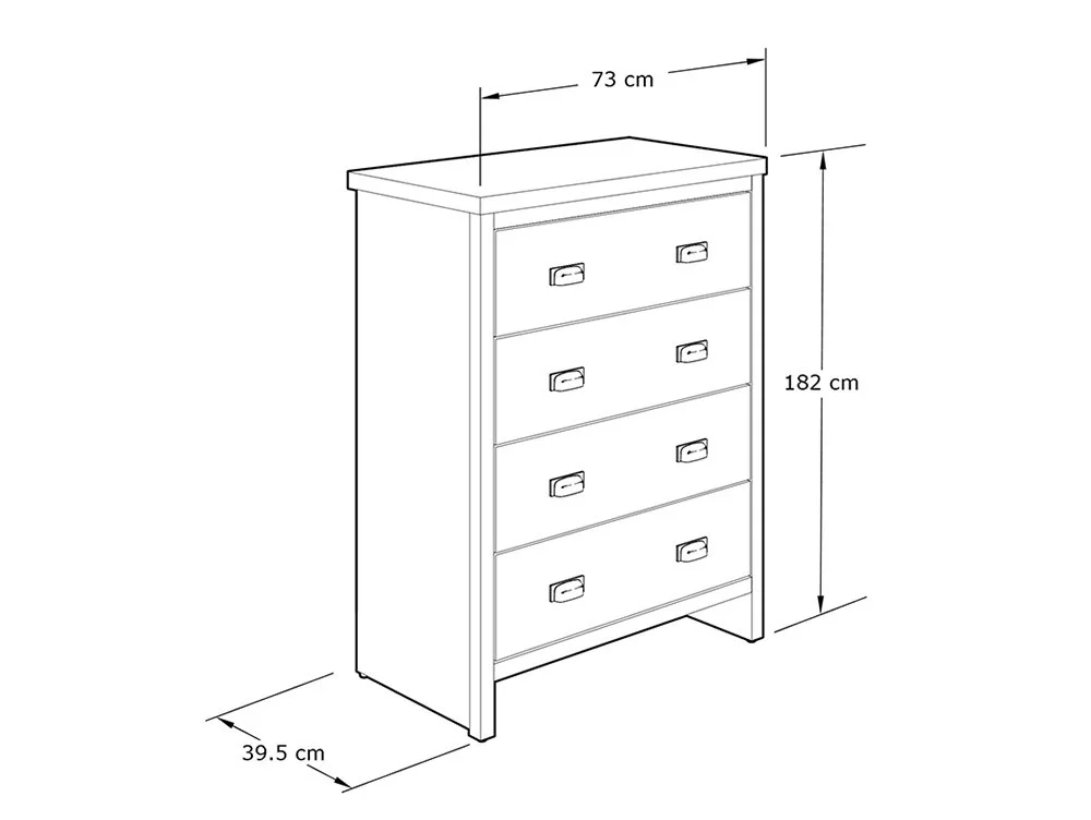 GFW GFW Boston Knotty Oak Effect 4 Drawer Chest of Drawers