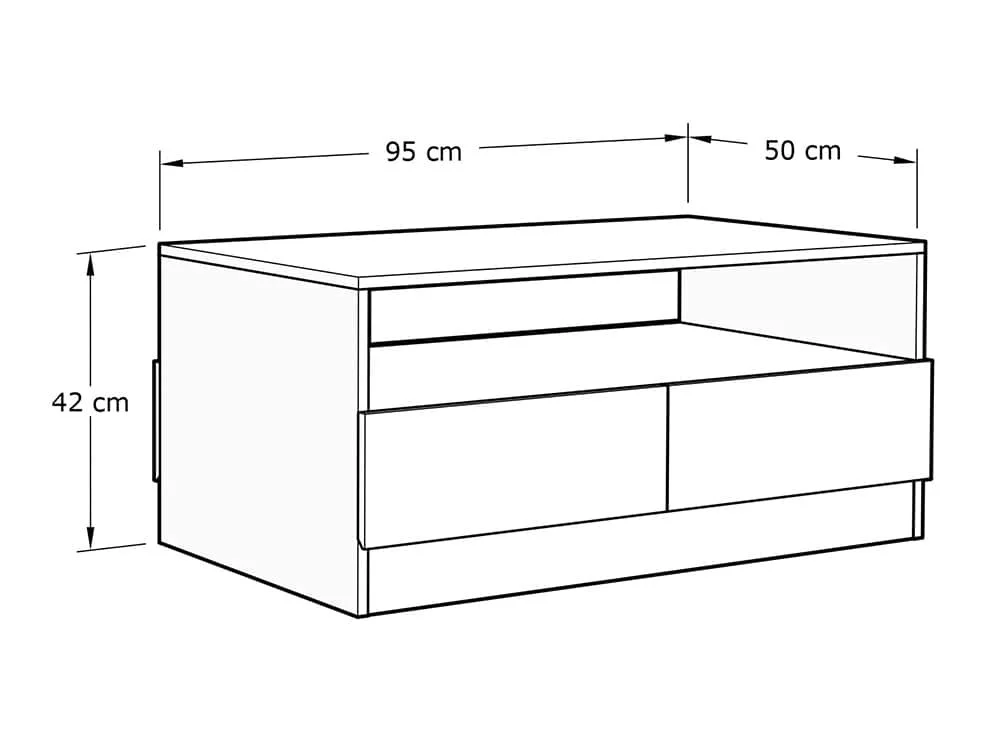 GFW GFW Catania Euro Oak 2 Drawer Coffee Table