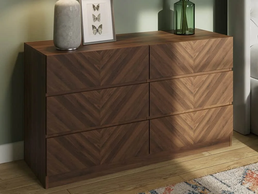 GFW GFW Catania Royal Walnut 3+3 Drawer Chest of Drawers