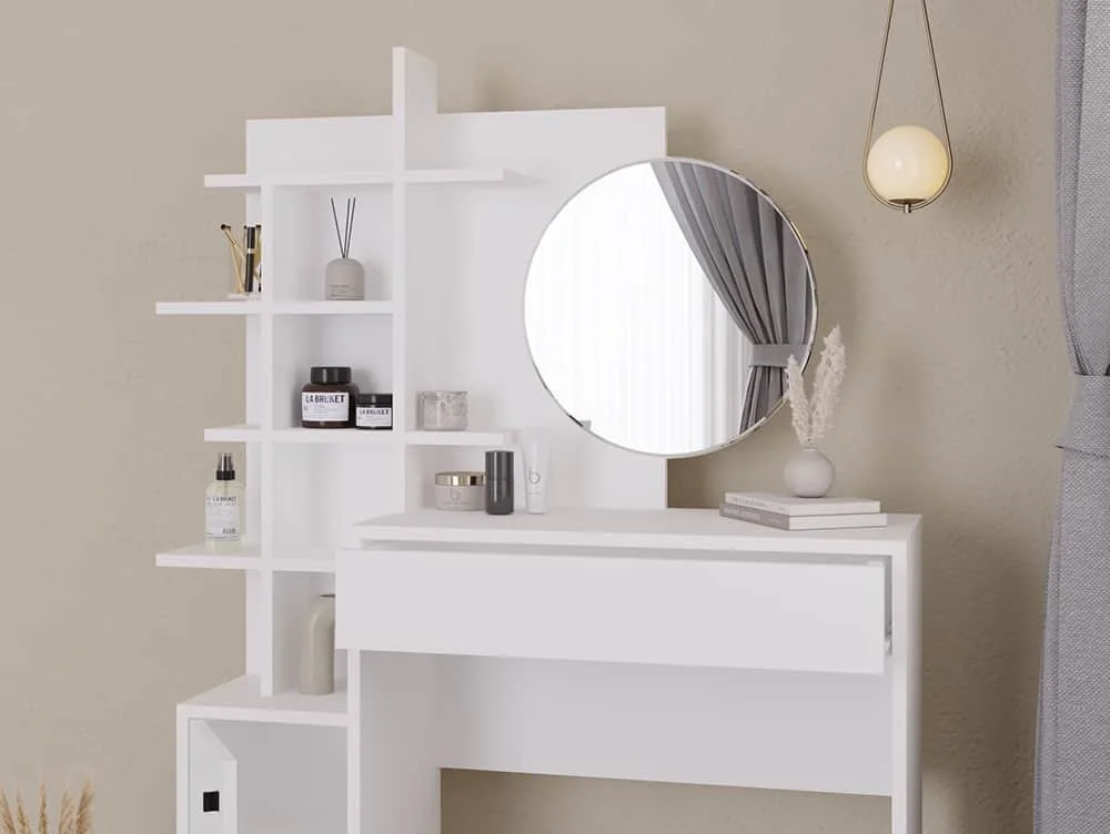 GFW GFW Freyja White 1 Drawer Dressing Table with Mirror