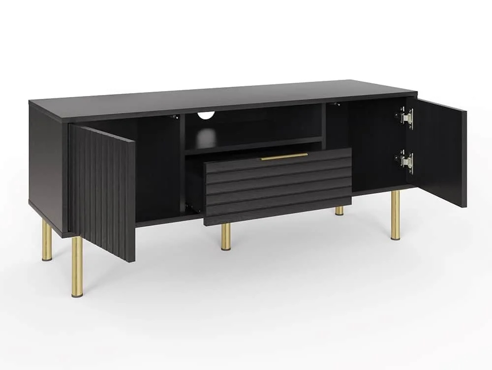 GFW GFW Nervata Black and Gold 2 Door 1 Drawer TV Cabinet