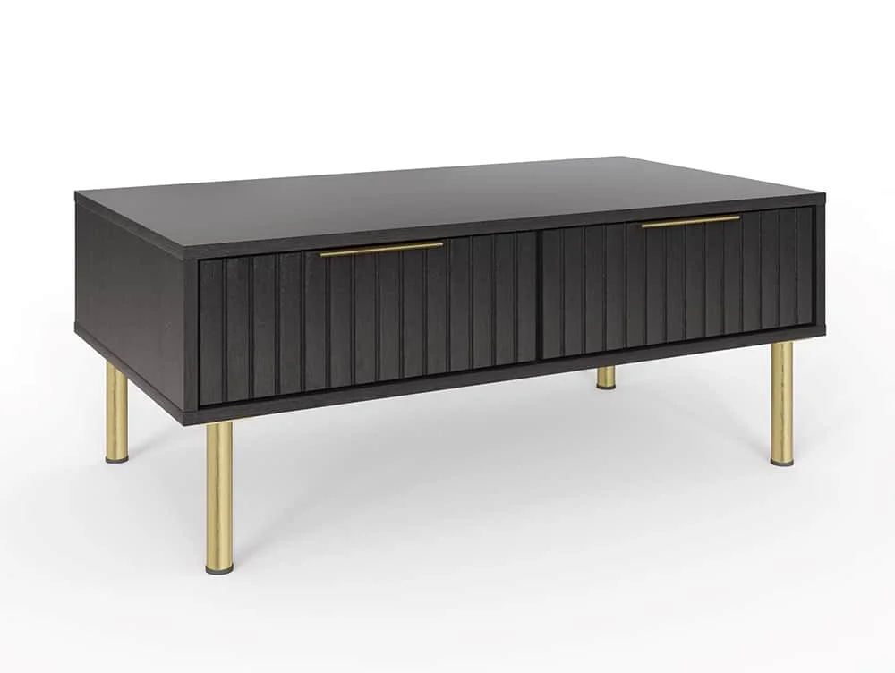 GFW GFW Nervata Black and Gold 2 Drawer Coffee Table