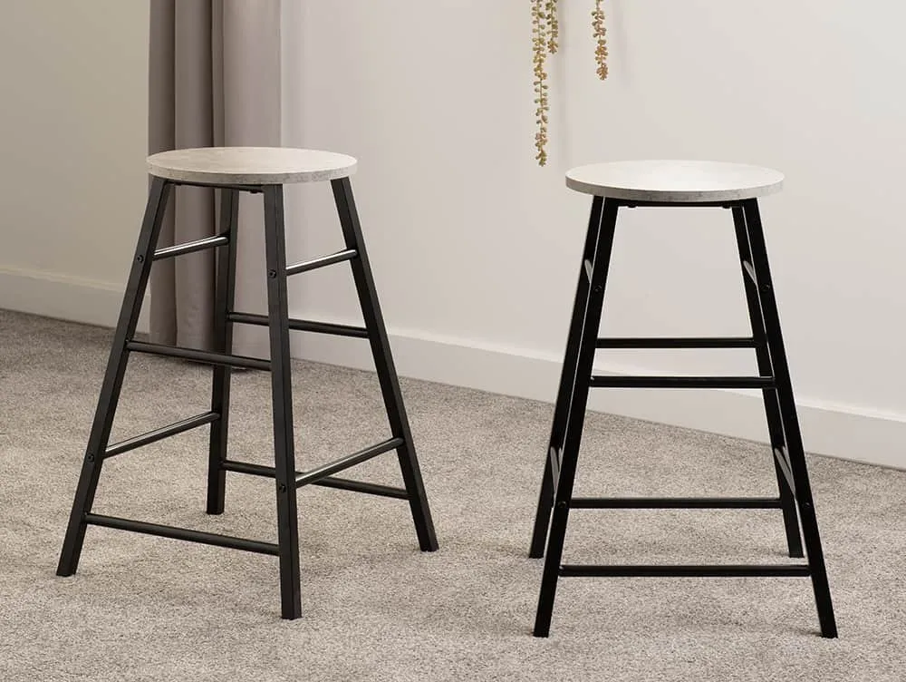 Seconique Seconique Athens Concrete Effect and Black 2 Seat Bar Set