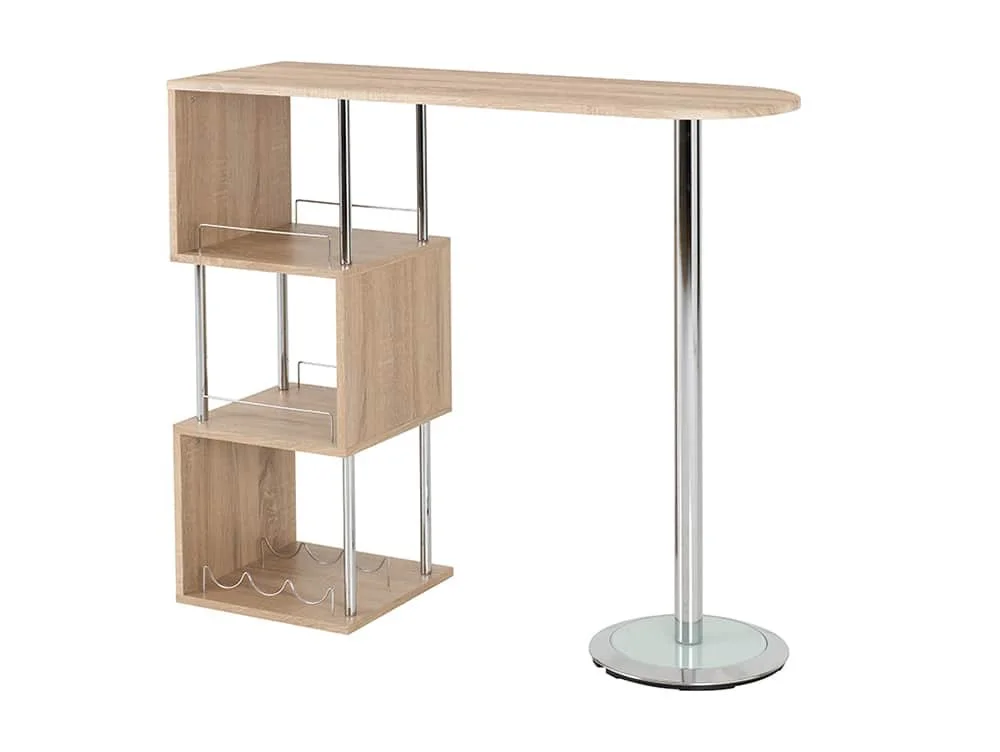 Seconique Seconique Charisma 120cm Sonoma Oak and Chrome Bar Table