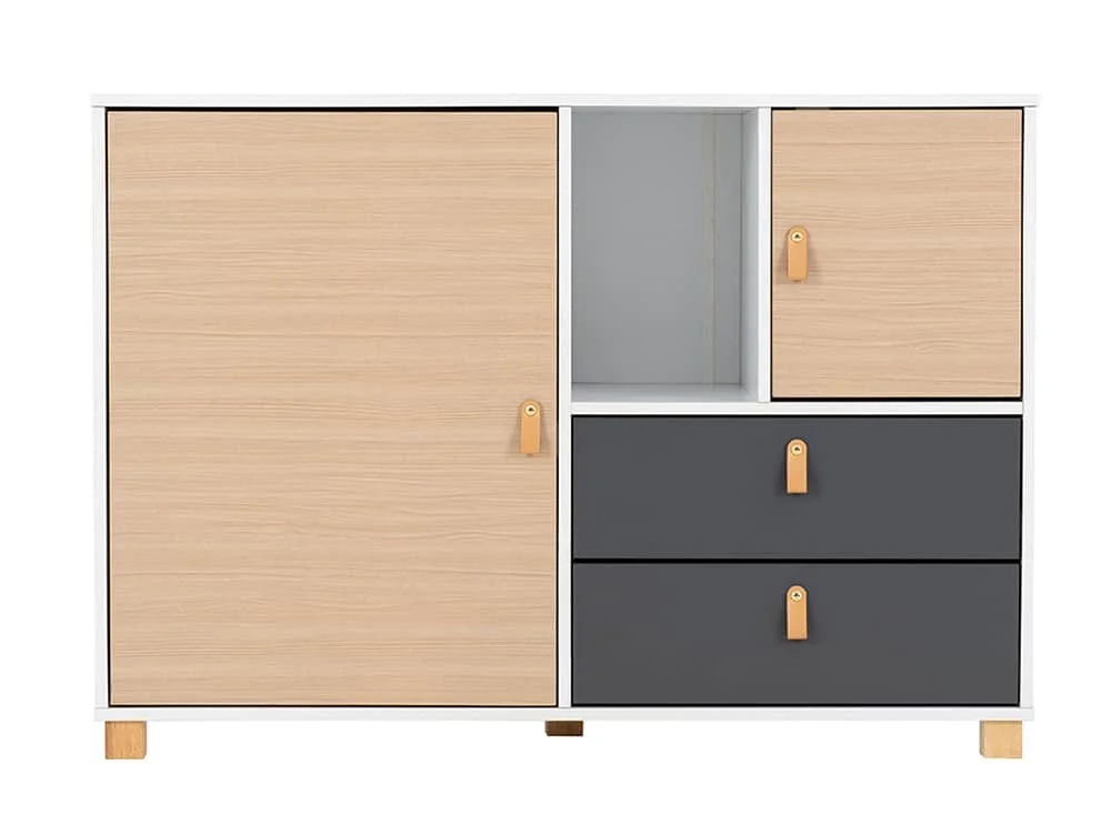 Seconique Seconique Brooklyn Grey and Oak 2 Door 2 Drawer Storage Unit