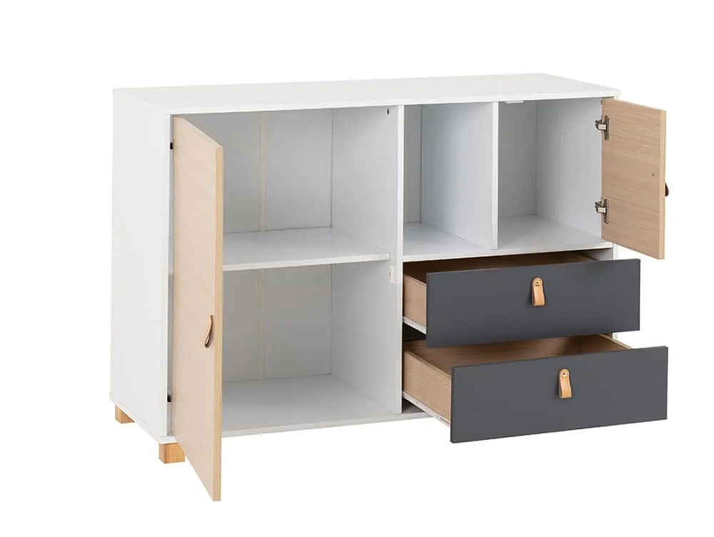 Seconique Seconique Brooklyn Grey and Oak 2 Door 2 Drawer Storage Unit