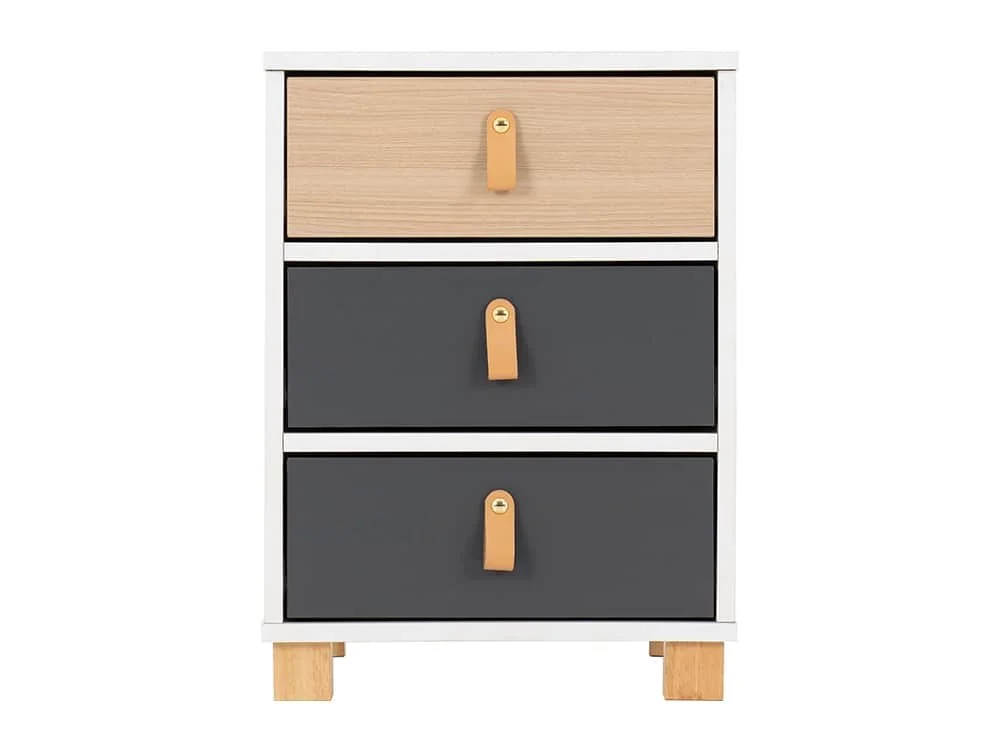 Seconique Seconique Brooklyn Grey and Oak 3 Drawer Bedside Table