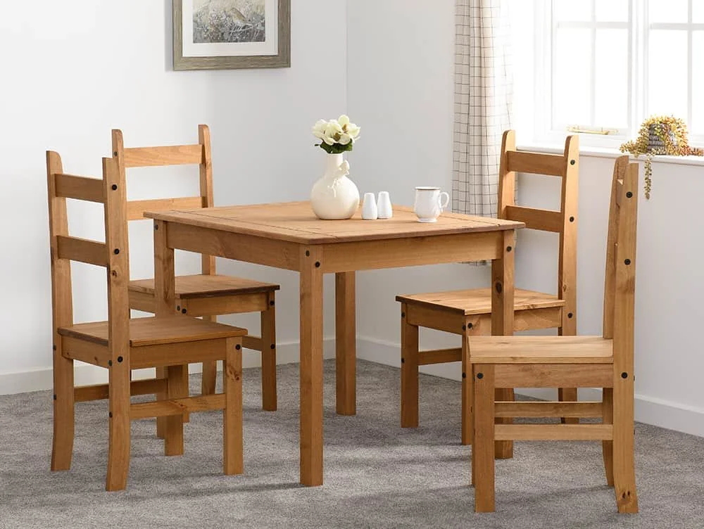 Seconique Corona Pine 100cm Dining Table and 4 Chair Set