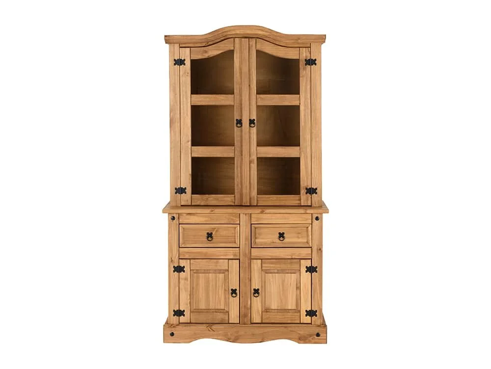 Seconique Seconique Corona Pine and Glass 4 Door 2 Drawer Buffet Hutch