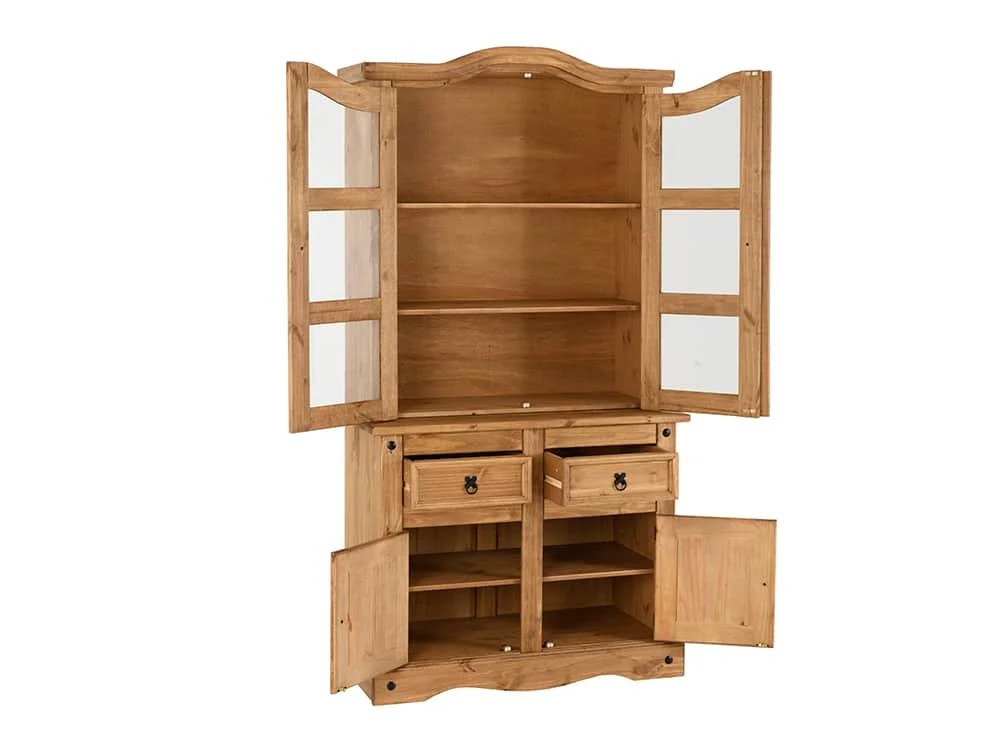 Seconique Seconique Corona Pine and Glass 4 Door 2 Drawer Buffet Hutch