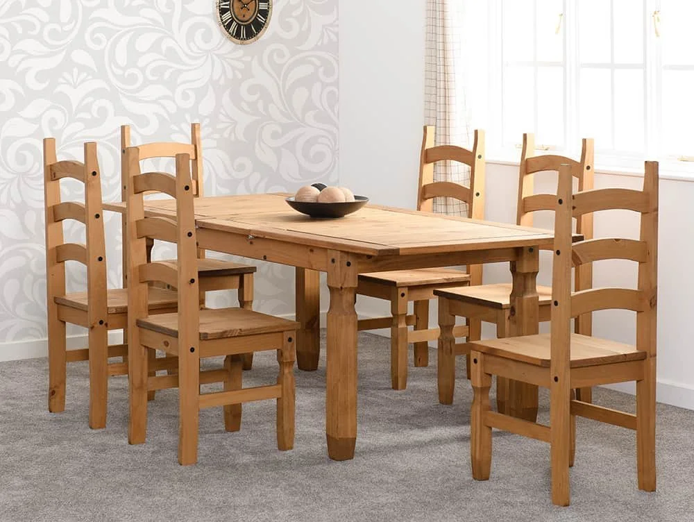 Seconique Seconique Corona Pine Extending Dining Table and 6 Chair Set